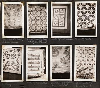 (QUILTMAKING) An typological album with approximately 190 photographs of quilts made by women across the Midwest.